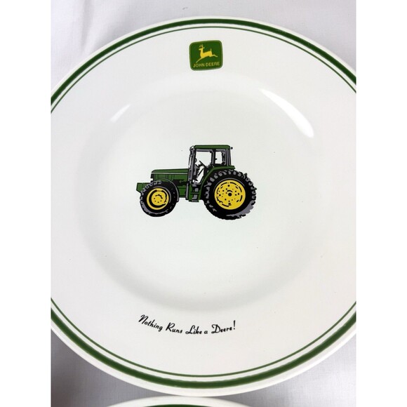 John Deere Tractor 11.25” Dinner Plate Green Rim Gibson SET OF 3 - Picture 2 of 16